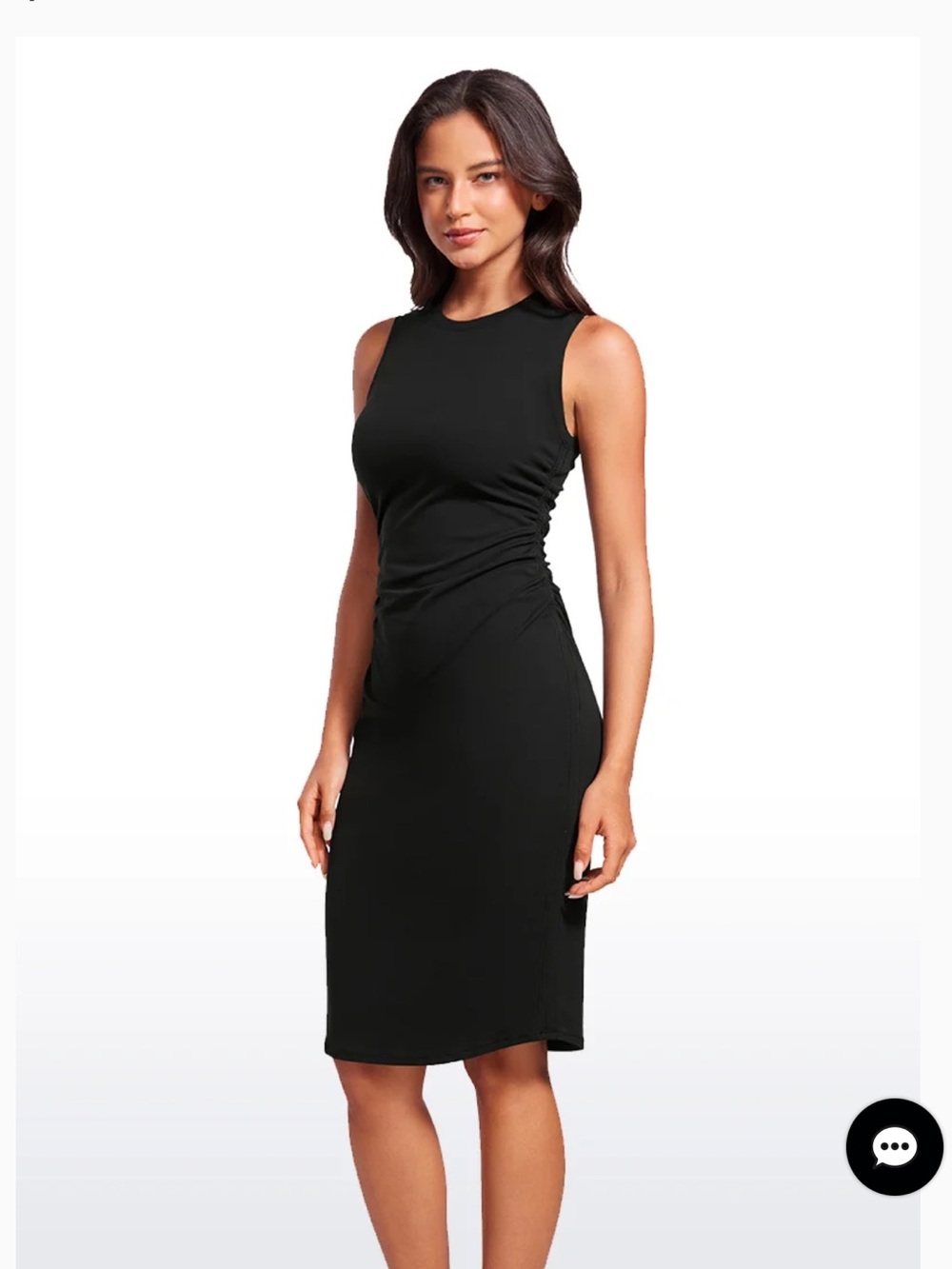 Crz Yoga Black Butterluxe Sleeveless Ruched Midi Dress